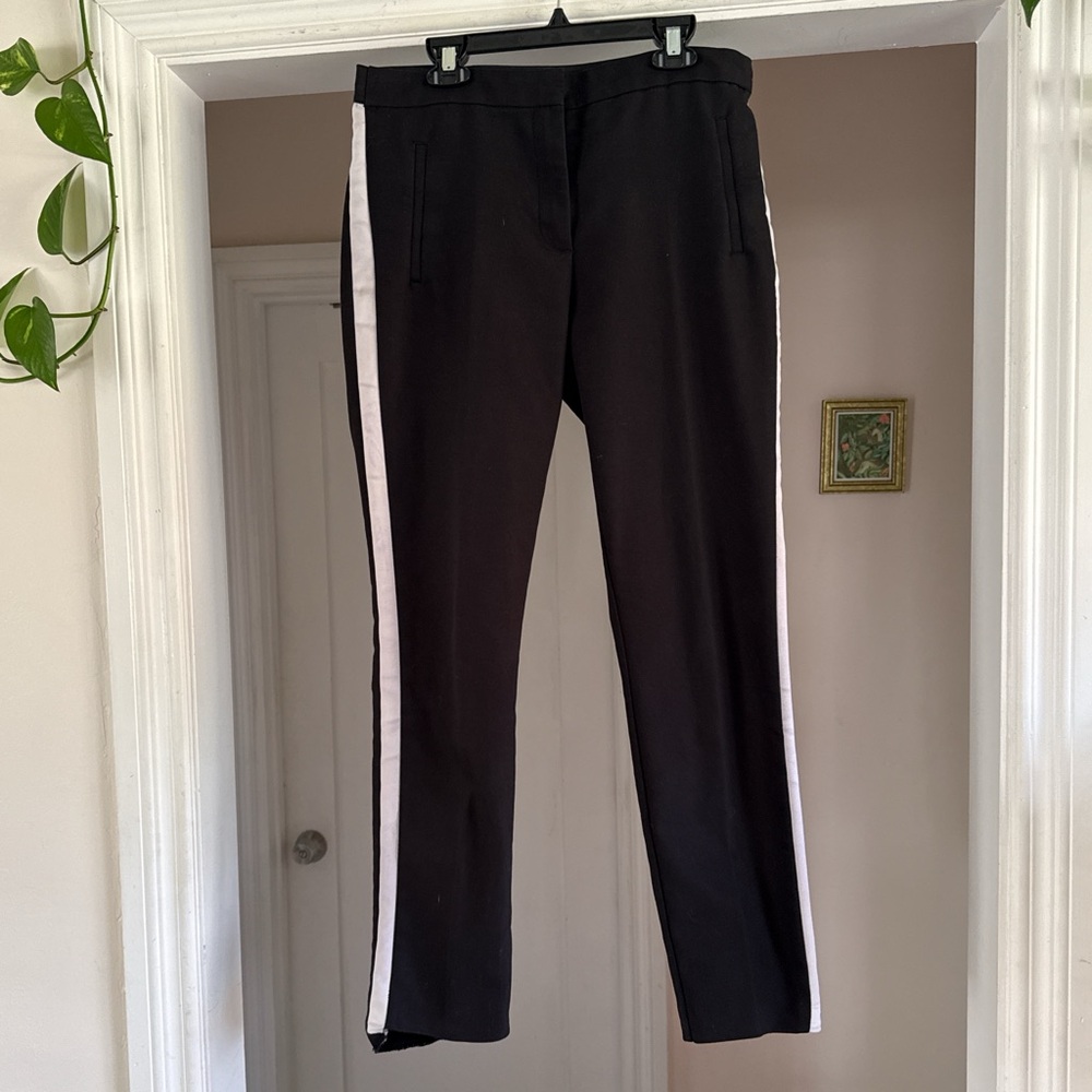 Zara women’s black dress pants with white stripe size medium